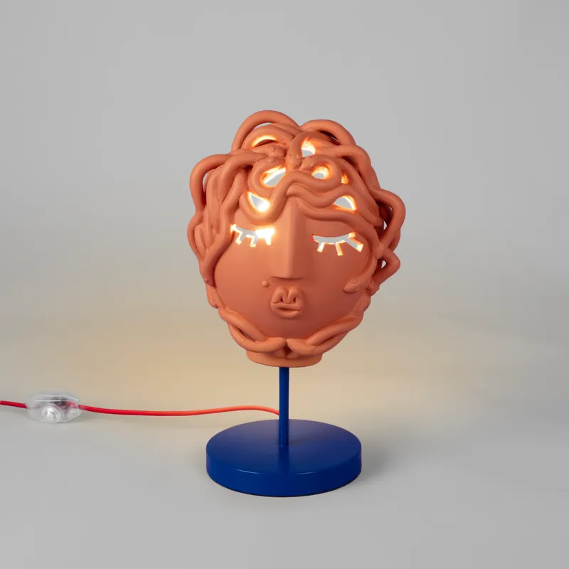 Magna Graecia Lampada di Terracotta- Medusa mask Consegna Rapida