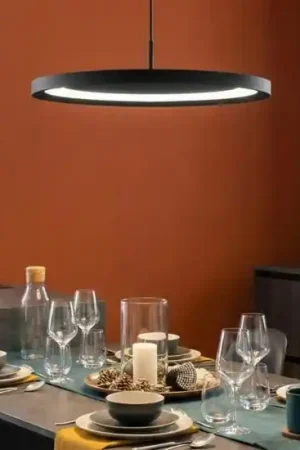 Lampadario per tavolo da pranzo disco nero led 3000k dimmerabile Prezzo Scontato