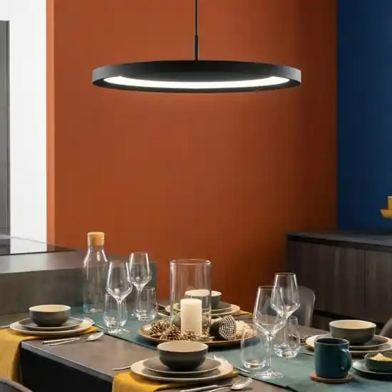Lampadario per tavolo da pranzo disco nero led 3000k dimmerabile Prezzo Scontato