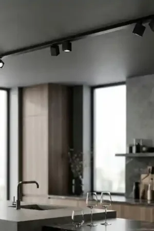 Plafoniera per cucina 200cm con spot orientabili nera oddy perenz Offerta Speciale