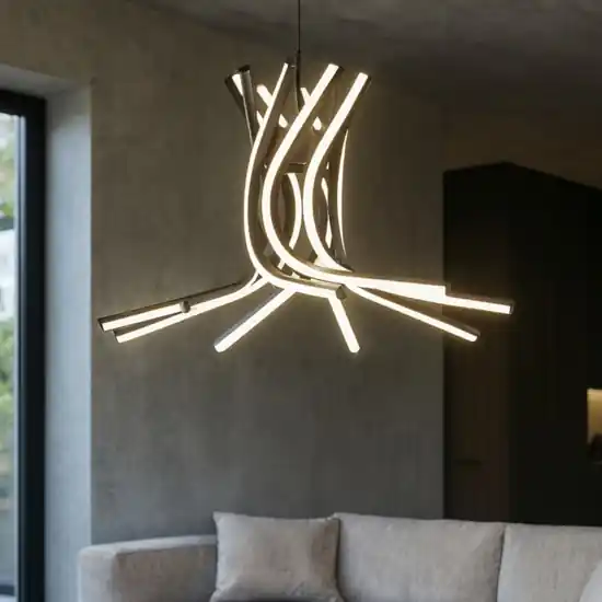Lampadario design moderno per salotto nero led 3000k dimmerabile Prezzo Ridotto