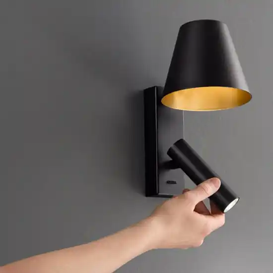 Applique da comodino nero oro per camera da letto reverse perenz Ultima Occasione