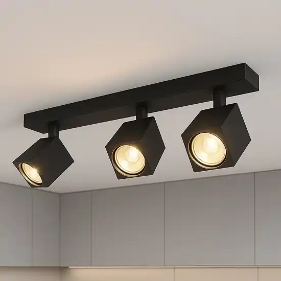 Più Venduto Top light kibo plafoniera con faretti moderna nera 3 luci orientabili gu10