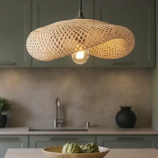 Lampadario da cucina in rattan e bambu‘ Compra Oggi Stesso