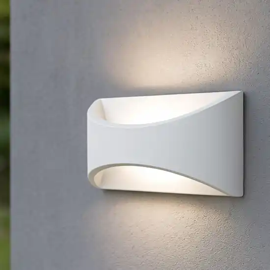 Esclusivo Applique bianca da esterno balcone led 12w 3000k biemissione luce ip65
