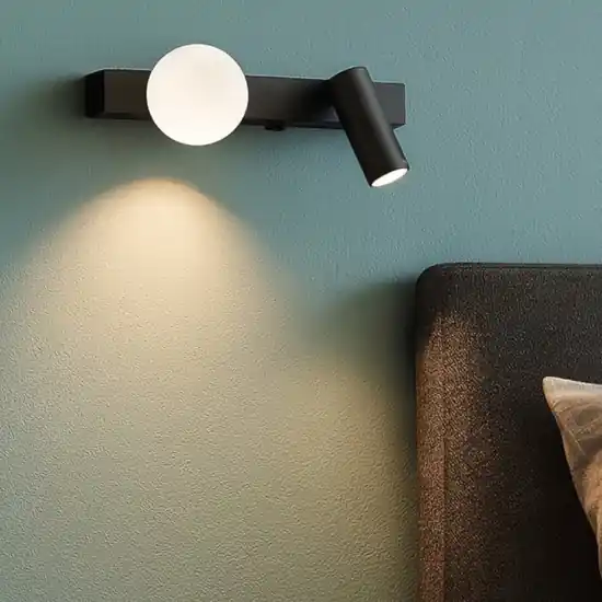 Ping pong ap applique per camera da letto nera doppia luce ideal lux Miglior Prezzo