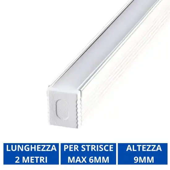 Nuovo Arrivo Profilo alto 2mt per strisce led max 6mm bianco con diffusore ideal lux