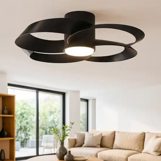 Plafoniera con ventilatore nero con luce telecomando 13mq Novità