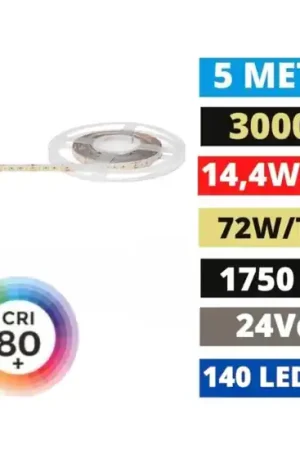 A Buon Prezzo Bobina 5 mt strip led 24v dc smd 14,4w-m 3000k gea luce