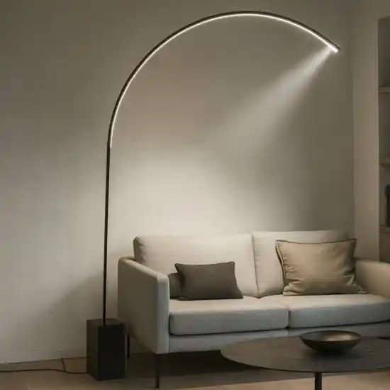 Nuova Collezione Ondaluce pt biblio lampada da terra ad arco nera led 3000k moderna