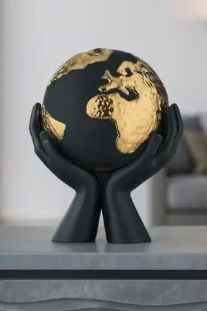 Affare Scultura da tavolo h36 mani mondo nero oro bongelli preziosi