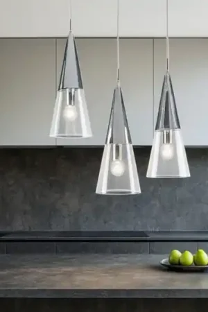 A Buon Prezzo Ondaluce so trento 3 lampadario tre coni cromo vetri trasparenti