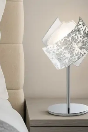 Acquista Ora Gea luce abat-jour camilla vetri bianco foglia argento