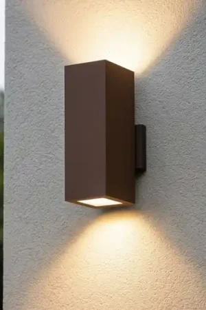 Applique da esterno marrone corten squadrato gea luce Nuova Collezione