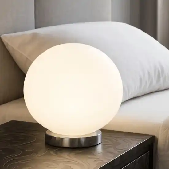 Vendita Finale Abat-jour lampada da comodino sfera vetro bianca per camera da letto