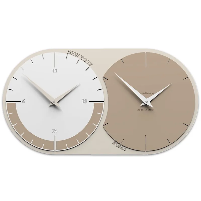 Offerta Lampo Orologio da parete in legno con fuso orario