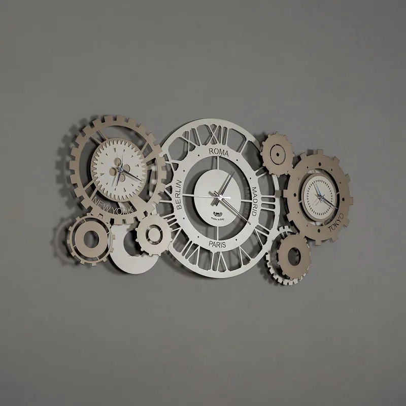 Reso Gratuito Orologio da parete grande ingranaggi decorativi stile industriale Fuso Meccano