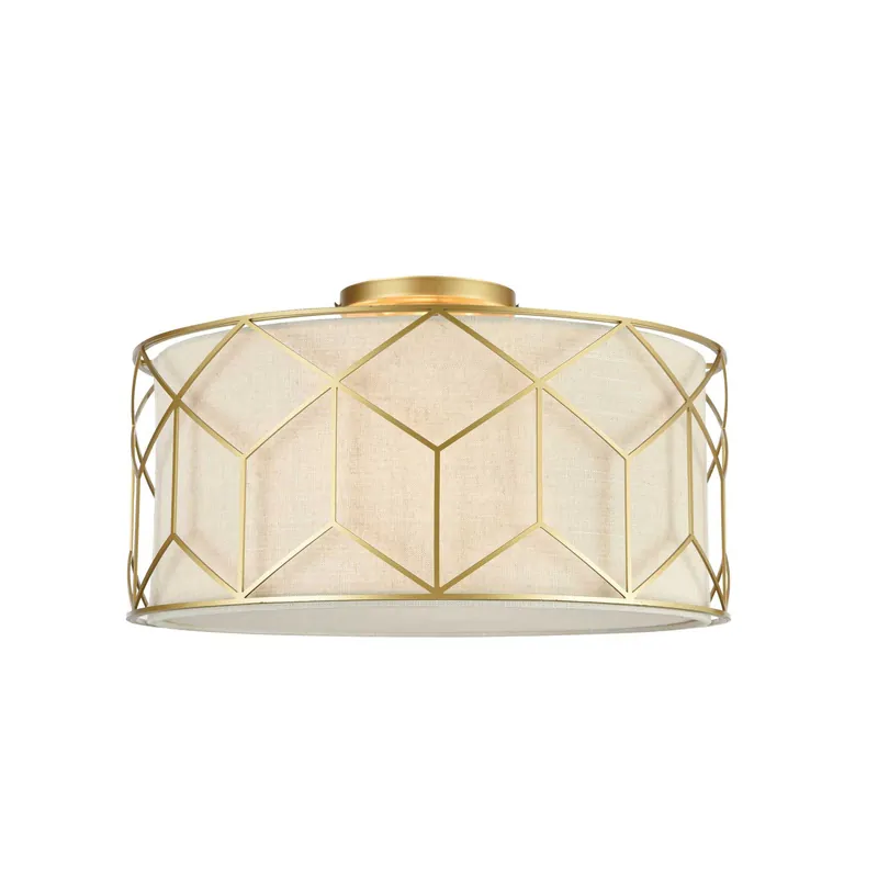 Lampada da Soffitto in stile classico con paralume in lino piccola - 60W - IP20 Più Venduto