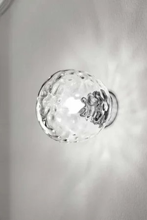 Applique da parete di design moderno in cromo lucido con vetro trasparente - 60W - IP20 Consegna Rapida