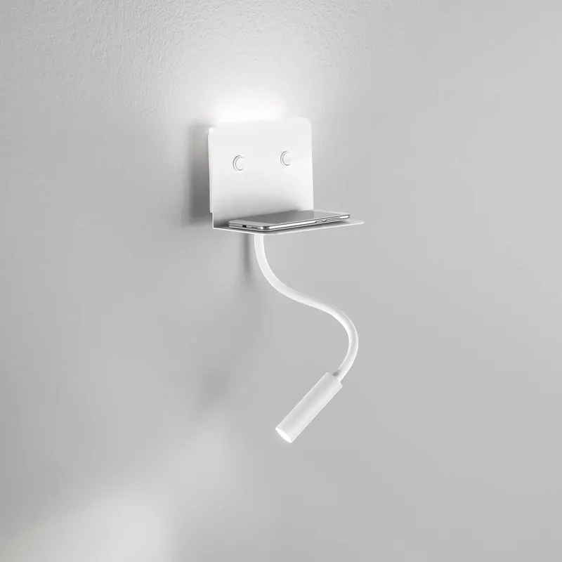 Applique di design moderno a LED flessibile in metallo con porta usb - 6W - Lumen 309+147 (Faretto) - 3000k Luce Calda - IP20 Offerta Lampo