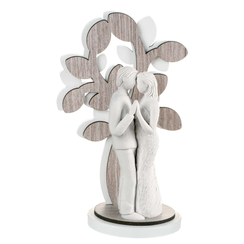 Scultura da tavolo grande con coppia di innamorati con albero della vita Offerta Speciale