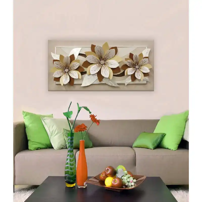 Quadro contemporaneo decoro materico dettagli foglia argento Nuovo Arrivo