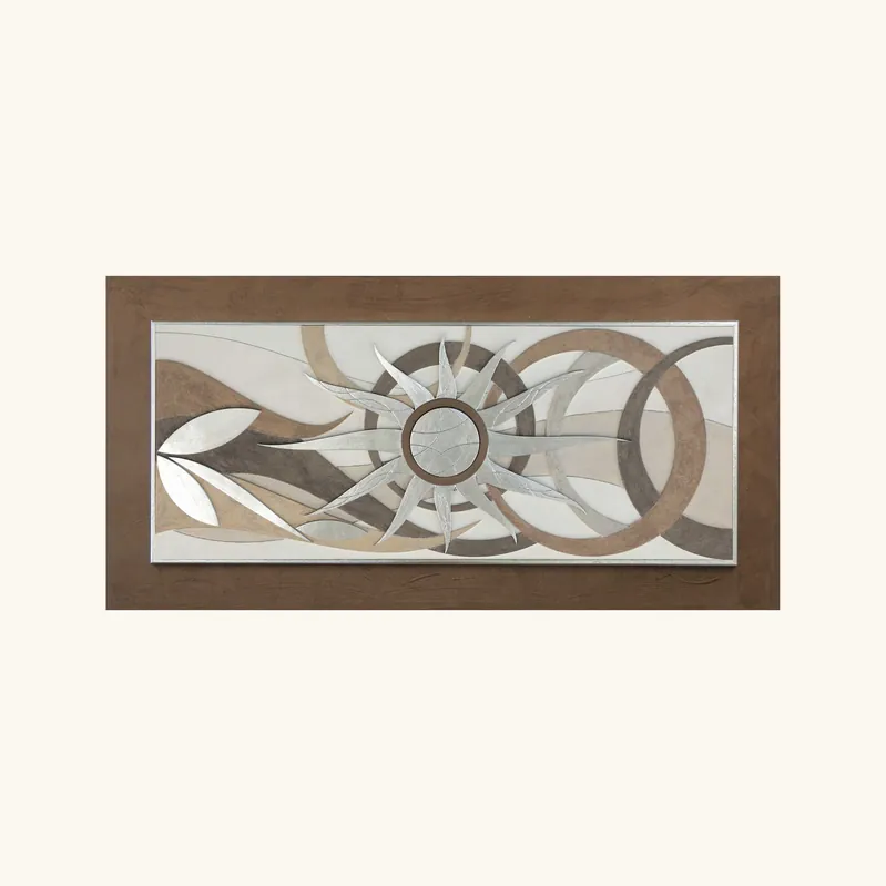 Novità Quadro materico contemporaneo tema in rilievo decoro foglia argento 120x60
