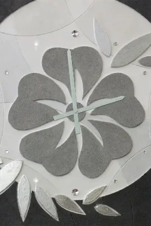 Orologio da parete moderno materico in rilievo dettagli foglia argento "Flower" Non Perdere