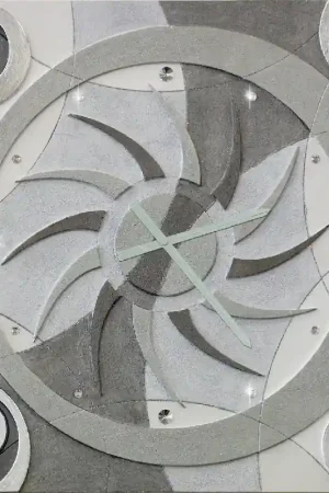 Offerta Limitata Orologio da parete moderno in rilievo decori materici e foglia argento "Astral"