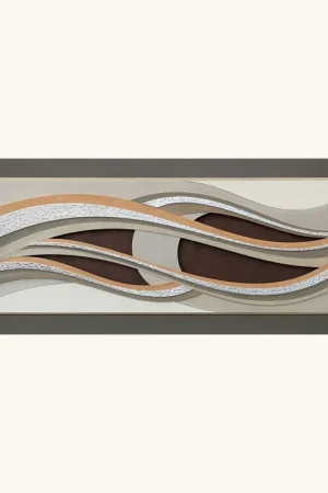 Novità Quadro moderno in rilievo con decoro in resina e foglia argento 155x65