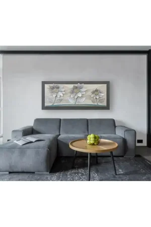 A Buon Prezzo Quadro contemporaneo in rilievo 3d decori in resina e foglia argento 155x65