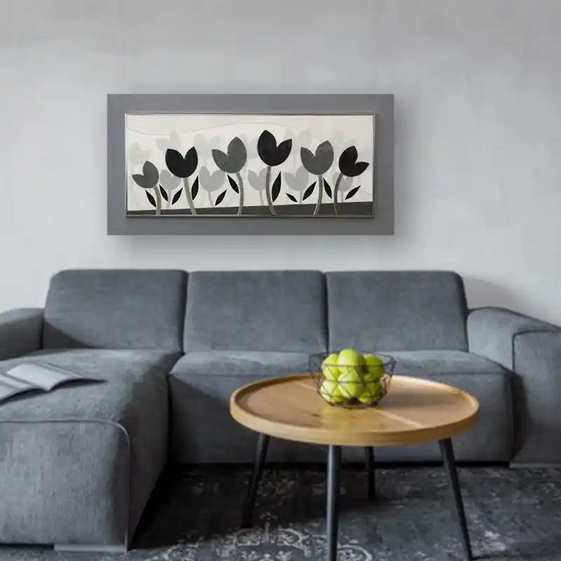 Quadro materico moderno in rilievo 3d dettagli in foglia argento 120x60 Quantità Limitata