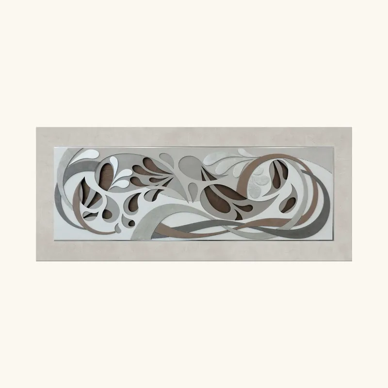 Quadro in rilievo con decori materici e foglia argento "Espression I" 155x65 Offerta Del Giorno