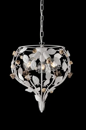 Lampadario in metallo laccato con decorazione decape 3 luci - 60W - IP20 Quantità Limitata