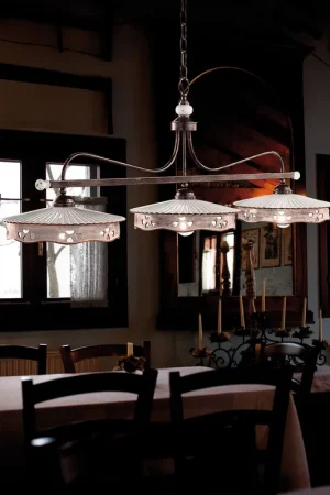 Offerta Del Giorno Lampadario in metallo con tre diffusori in ceramica dal design rustico - 75W - IP20