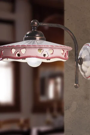Popolare Applique da parete in metallo con diffusore in ceramica dallo stile rustico - 75W - IP20