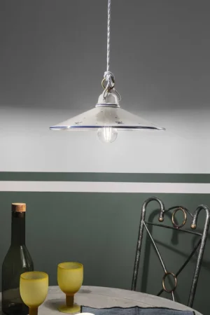 Ultimissimo Modello Sospensione grande dallo stile rustico con paralume in ceramica - 75W - IP20