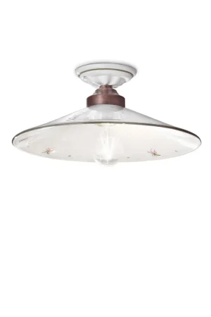 Plafoniera media stile rustico con struttura in metallo e diffusore in ceramica - 100W - IP20 Reso Gratuito