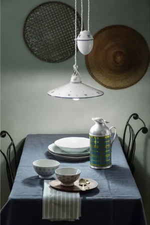 Sospensione grande regolabile in altezza diffusore in ceramica design rustico - 75W - IP20 Spedizione Espresso