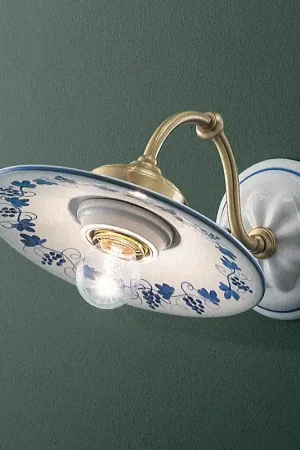 Promozione Esclusiva Applique da parete struttura in metallo e paralume rustico in ceramica - 75W - IP20