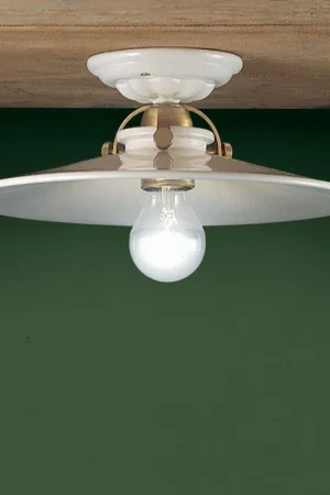 Prezzo Conveniente Plafoniera piccola struttura in metallo e paralume in ceramica in stile rustico - 100W - IP20