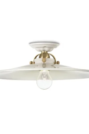 Plafoniera grande struttura in metallo e paralume in ceramica in stile rustico - 100W - IP20 Ordina Subito
