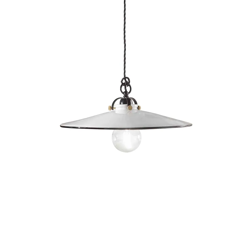 Promozione Esclusiva Lampada a sospensione piccola in stile rustico in metallo e paralume in ceramica - 75W - IP20
