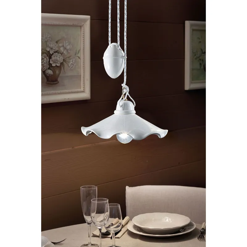 Promo Stagionale Lampada a sospensione in ceramica regolabile in altezza dal design rustico - 75W - IP20