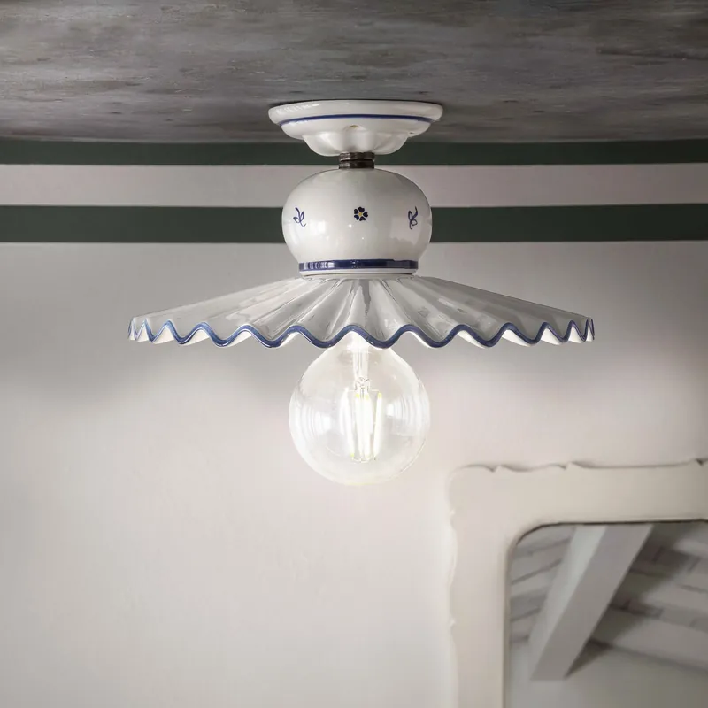 Ordina Subito Lampada da soffitto media dallo stile rustico in ceramica decorata a mano - 75W - IP20