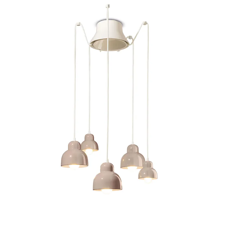 Lampada a sospensione con 5 diffusori in ceramica dal design moderno decò - 53W - IP20 Nuova Collezione