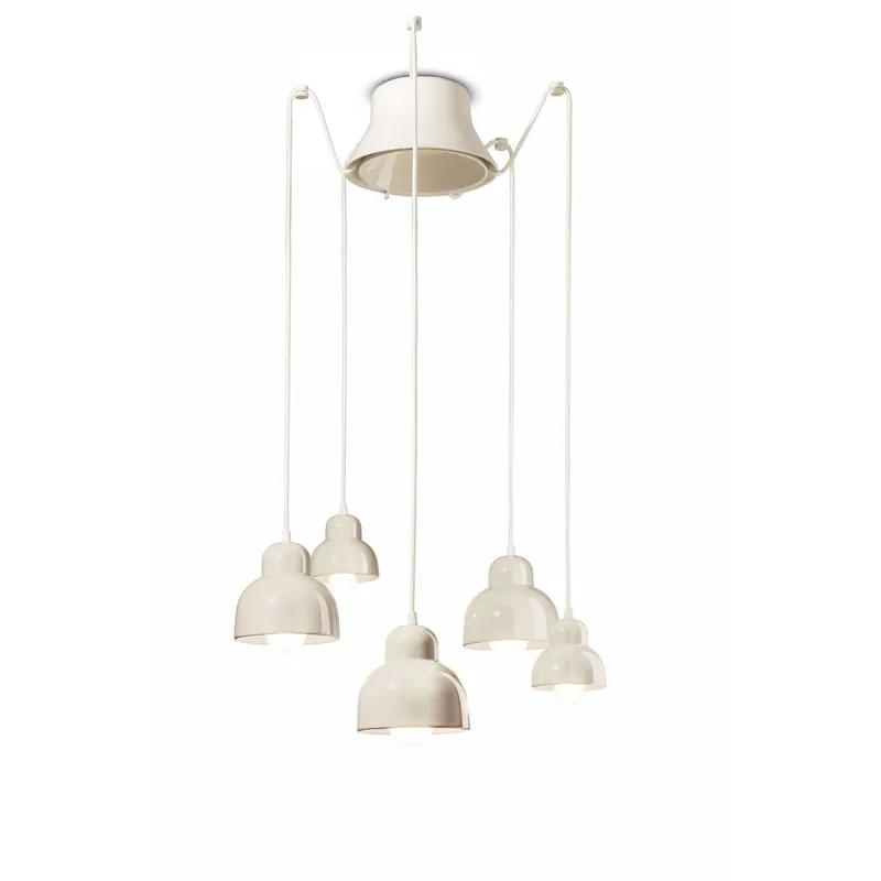 Lampada a sospensione con 5 diffusori in ceramica dal design moderno decò - 53W - IP20 Nuova Collezione