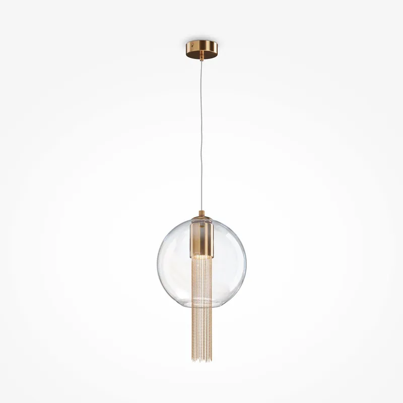 Lampada a sospensione elegante in metallo e diffusore a boccia di vetro grande - 12W - IP 20 Pagamento Sicuro
