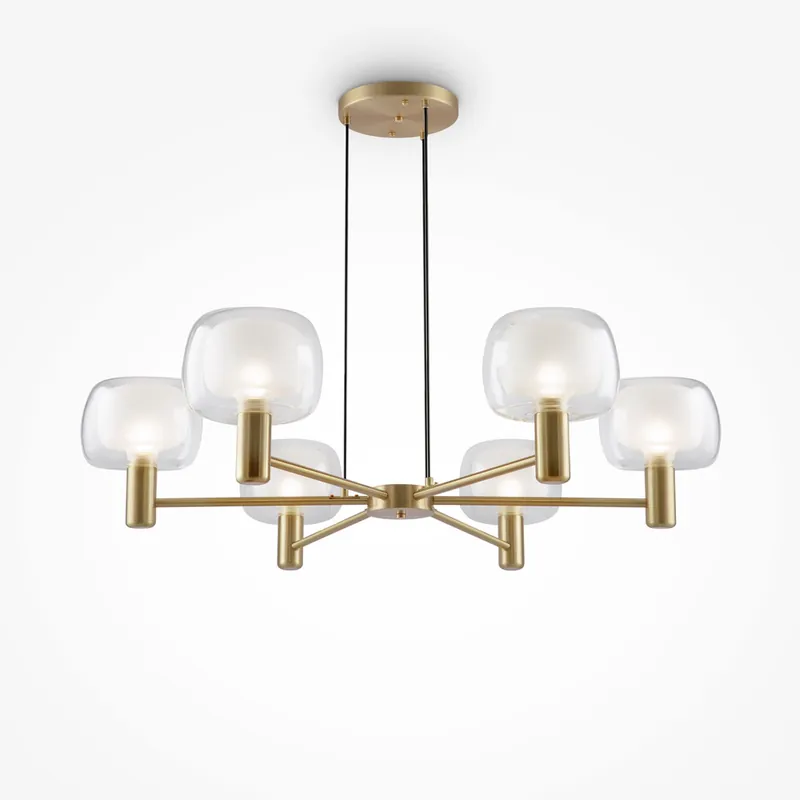 Lampadario dal design elegante in metallo e diffusori in vetro - 60W - IP 20 Più Venduto