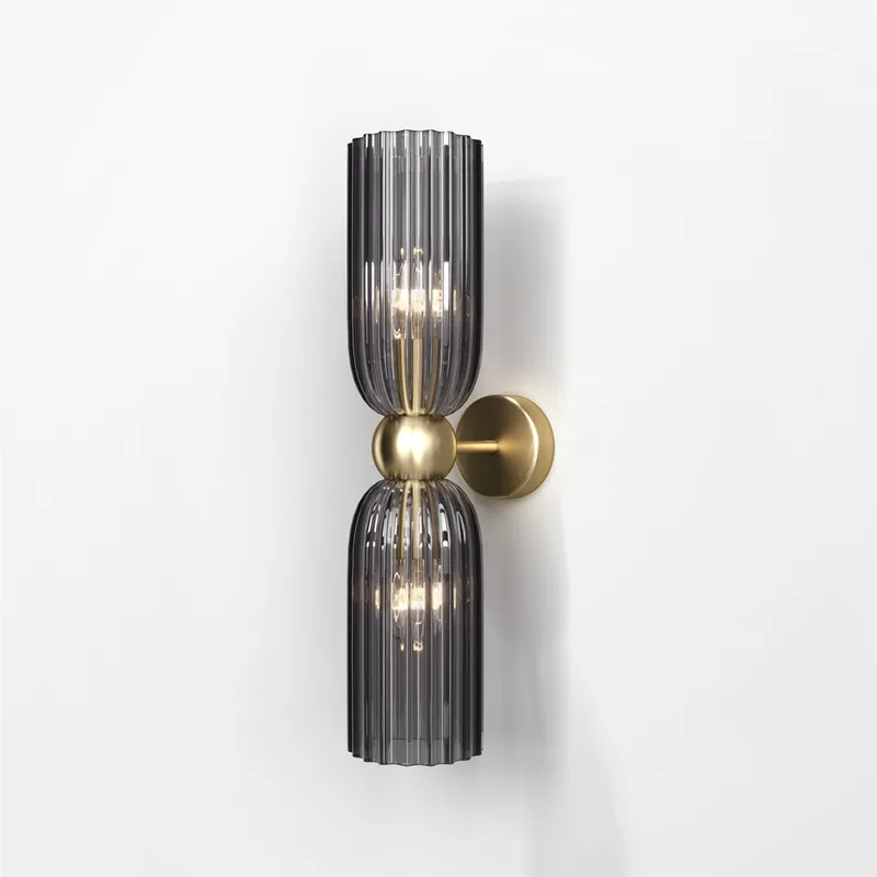 Applique da parete in metallo e doppio diffusore in vetro dal design elegante - 40W - IP 20 Spedito Oggi